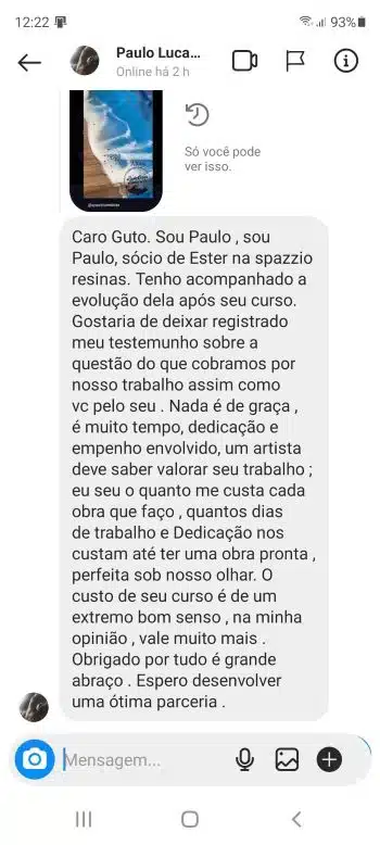 Depoimento Instagram